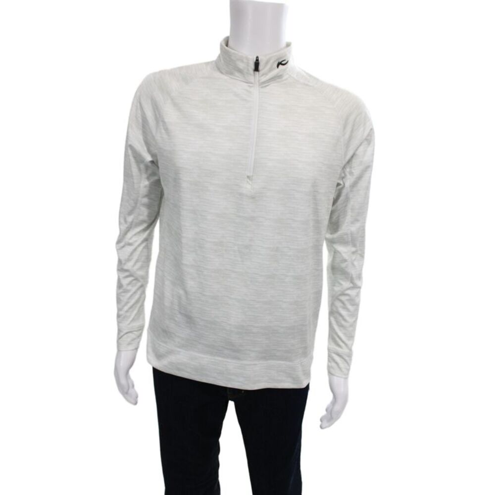 Kjus Mens Half Zipper Mock Neck Long Sleeves Shirt Grey Size 52 Long